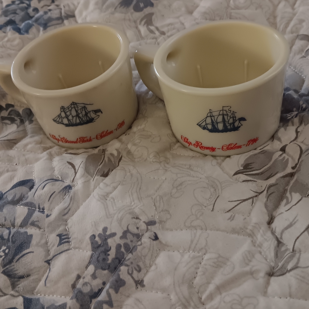 Nautical Cream Mugs with Ship Design